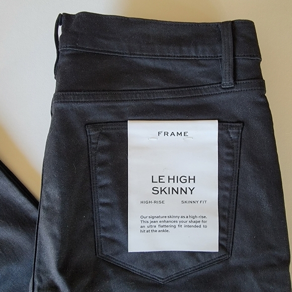 FRAME Le High Skinny Coated Noir Coated Jeans NWT 31 - Picture 6 of 14
